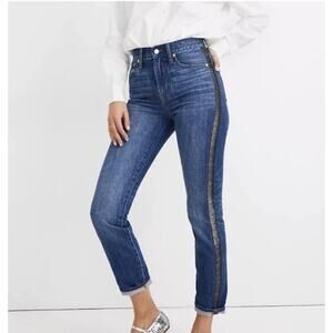 Madewell Perfect Vintage Cropped Jeans Metallic Tuxedo Stripe Size 27